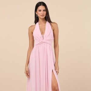 Lulus Marilina Light Pink Pleated Twist-front Maxi Dress - Size S